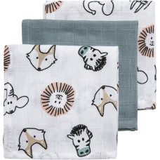 Meyco Baby muslīnu autiņu komplekts Animal Multicolour (3 gab., 30x30 cm)