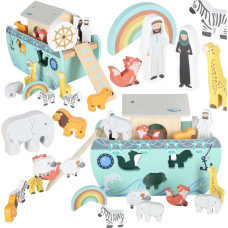 Lulilo wooden sorter “Noah’s Ark” with ship and animals, 9 pieces