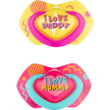 CANPOL BABIES NEON LOVE Silicone symmetrical dummy 0-6m 2pcs 22/652 pink