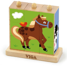 VIGA Stacking Cube Puzzle - Farm Animals 9pcs. 24м+, 50833