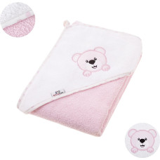 BOCIOLAND Hooded Towel 100x100cm BEAR pink BOC0224