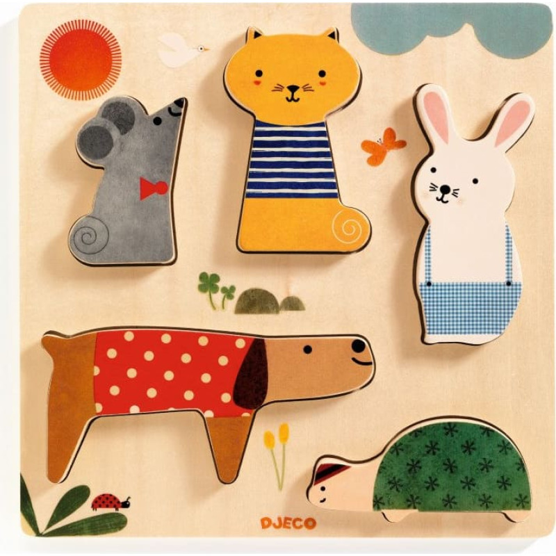 DJECO Wooden Puzzle – Woodypets, DJ01051
