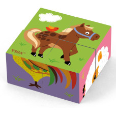 VIGA wooden block puzzle FARM ANIMALS 4pcs. 50835