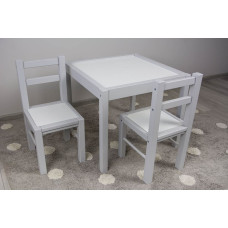 DREWEX wooden table with 2 chairs, white/grey