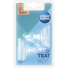 CANPOL BABIES Silicone teat round shape 2 pcs., 3m+, slow flow 18/115