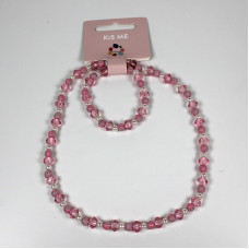 K:s Me Necklace and bracelet - Pink crystals