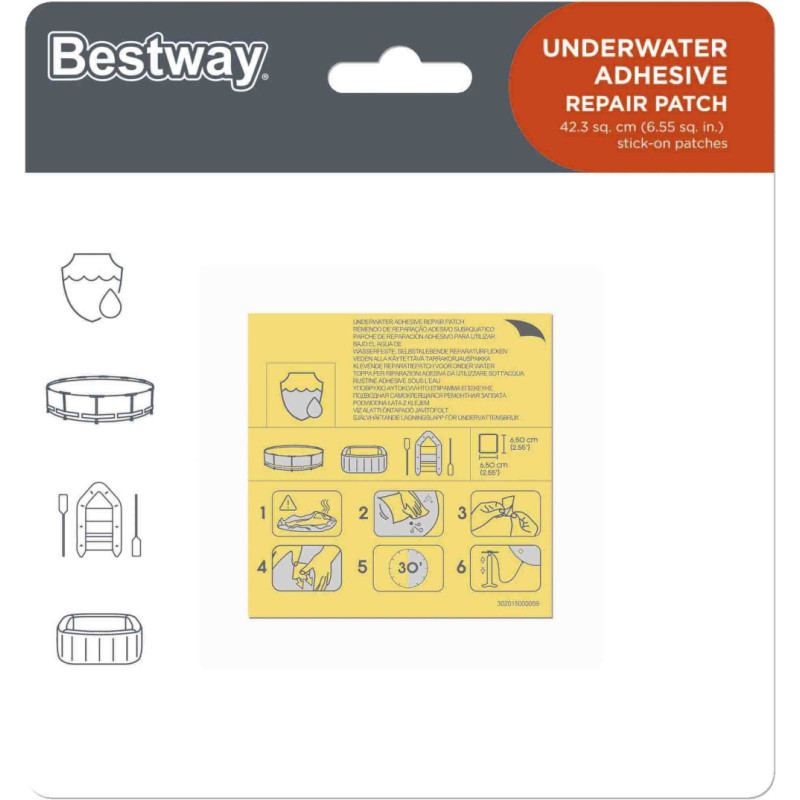 Bestway 62091 Zestaw naprawczy - Łaty wodoodporne 6.5cm x 6.5cm - 10szt