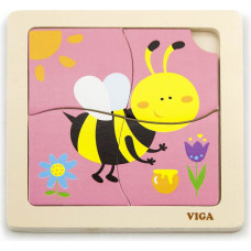 VIGA wooden handy flat puzzle BEE 4 elements 50138