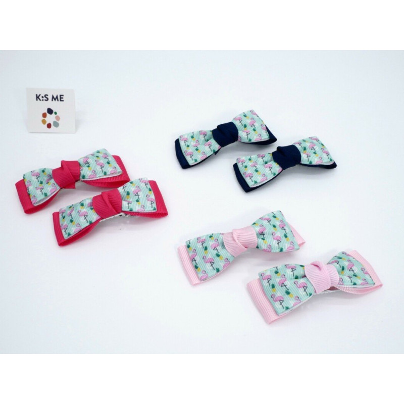 K:s Me Hairclips with bows - Flamingo (2 pcs)