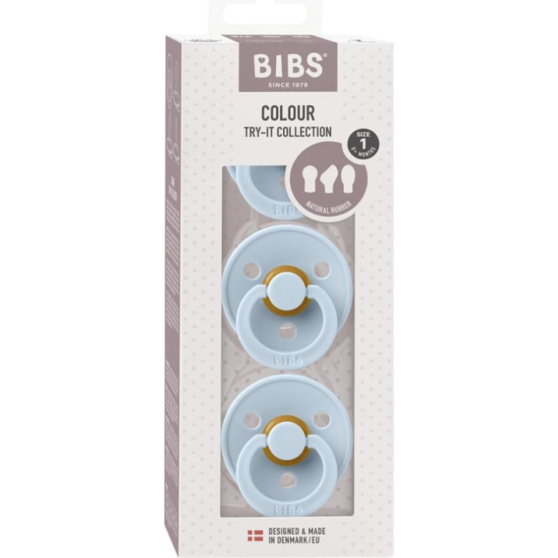 Bibs Colour Try-it 3-pack pacifiers Baby Blue 0m+