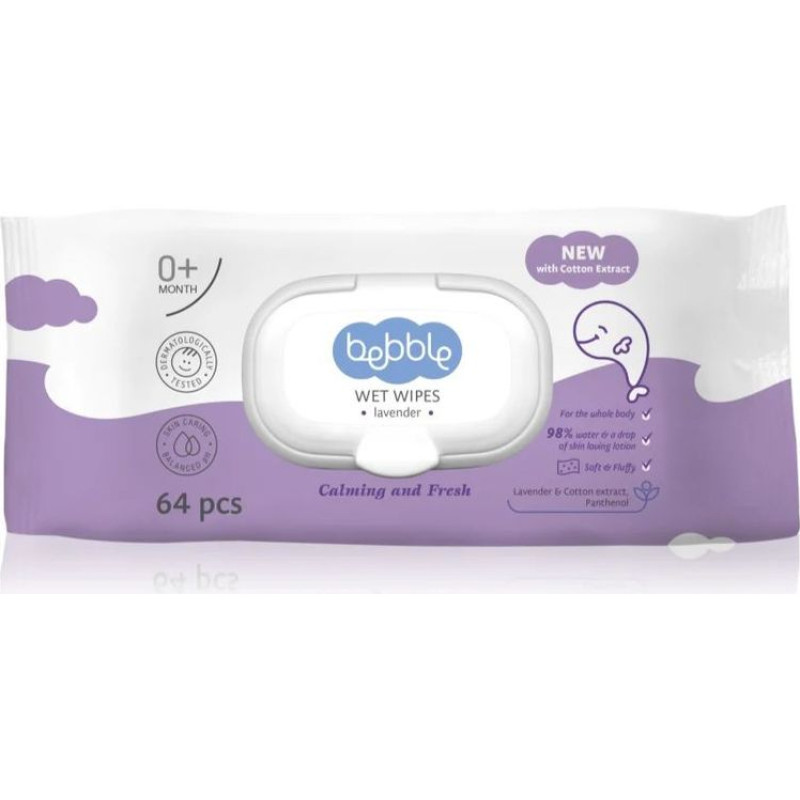 Bebble 4390 LAVENDER WATER WIPES 64PCS BEBBLE 3016-01-016