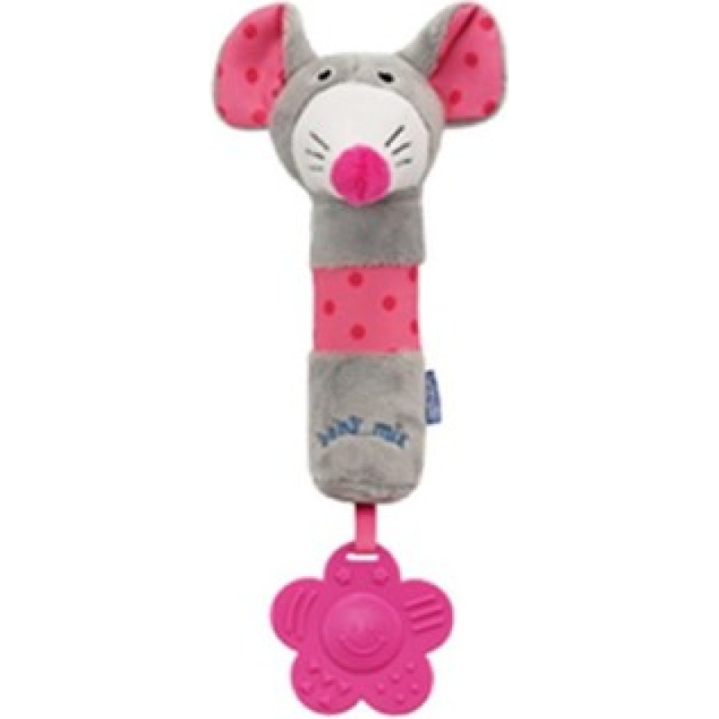 Baby Mix 48960 RATTLE TOY PINK PLUSH MICE - SQUEAKER