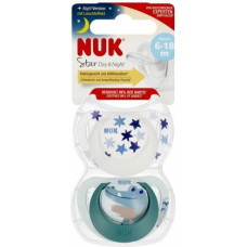 NUK 1988 STAR DAY & NIGHT SILICONE pacifier 6-18 2PCS/BOX 539426, 176290