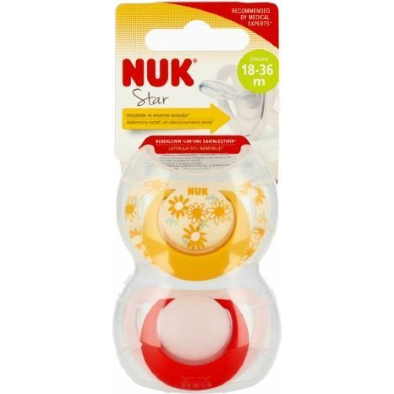 NUK 0994 STAR SILICONE TEAT 18-36 2PCS/BOX 537206, 739745