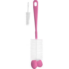 BABYONO Brush for bottles and teats with sponge 720/0, pink
