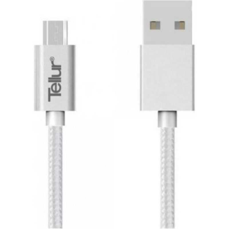 Tellur Data cable, USB to Micro USB, Nylon Braided, 1m silver