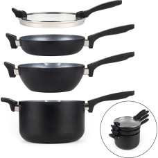 Russell Hobbs RH01840EU7 Stackable metallic marble pan set 4pcs