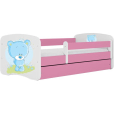 Kocot Kids Bed babydreams pink blue teddybear with drawer with mattress 160/80