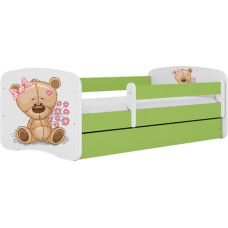 Kocot Kids Bed babydreams green teddybear flowers with drawer with mattress 140/70