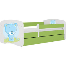 Kocot Kids Bed babydreams green blue teddybear with drawer with mattress 140/70