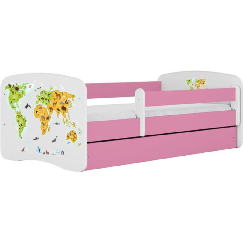 Kocot Kids Bed babydreams pink map with drawer with mattress 140/70