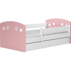 Kocot Kids Bed Julia mix pale pink with drawer with mattress 140/80