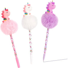 Trendhaus Dreamland - Pom-pom gel pen with unicorn topper (1 pc., 3 designs)