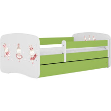 Kocot Kids Bed babydreams green bunnies with butterflies with drawer with mattress 160/80