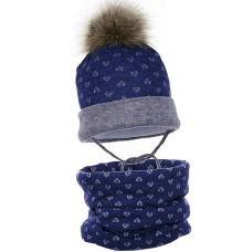 PUPILL GRACJA 38 L cap with a scarf, size 50-52 - Blue