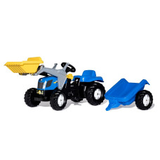 ROLLY TOYS Pedal tractor-loader with trailer Rolly Kid New Holland Agriculture 023929 blue