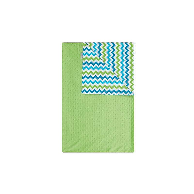 WOMAR MINKY sided plaid 75x100sm green zigzag-turquoise-green