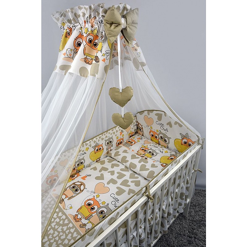 ANKRAS OWLS AND HEARTS Bed linen 2 piece beige 120x90sm