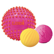 LUDI sensory balls PINK 3pcs. ø15/8cm 6m+ L30022