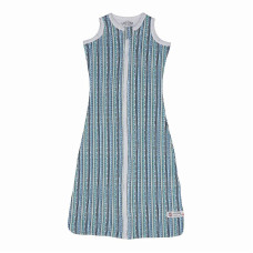 Lodger Hopper Stripe cotton sleeping bag sleeveless size 68-80, DUSTY TURQUOISE HPS 081