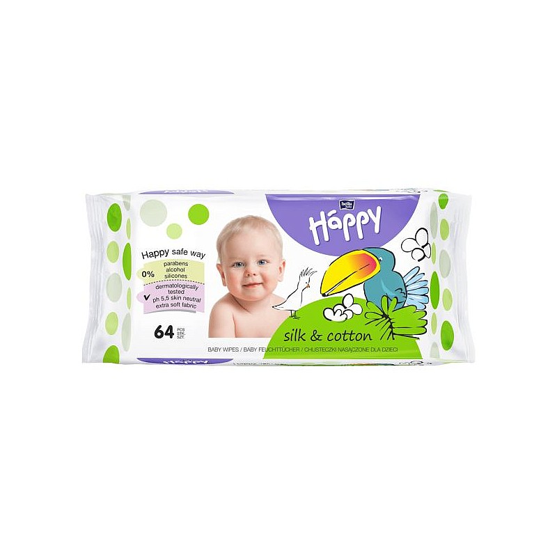 HAPPY wet wipes Silk and Cotton 64pcs