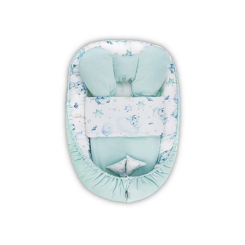 BELISIMA VELVET nest for the newborn with a blanket P02-0394 MIETUS, mint