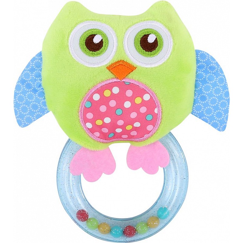 LORELLI rattle with squeaker OWL GREEN, 1019129 0001