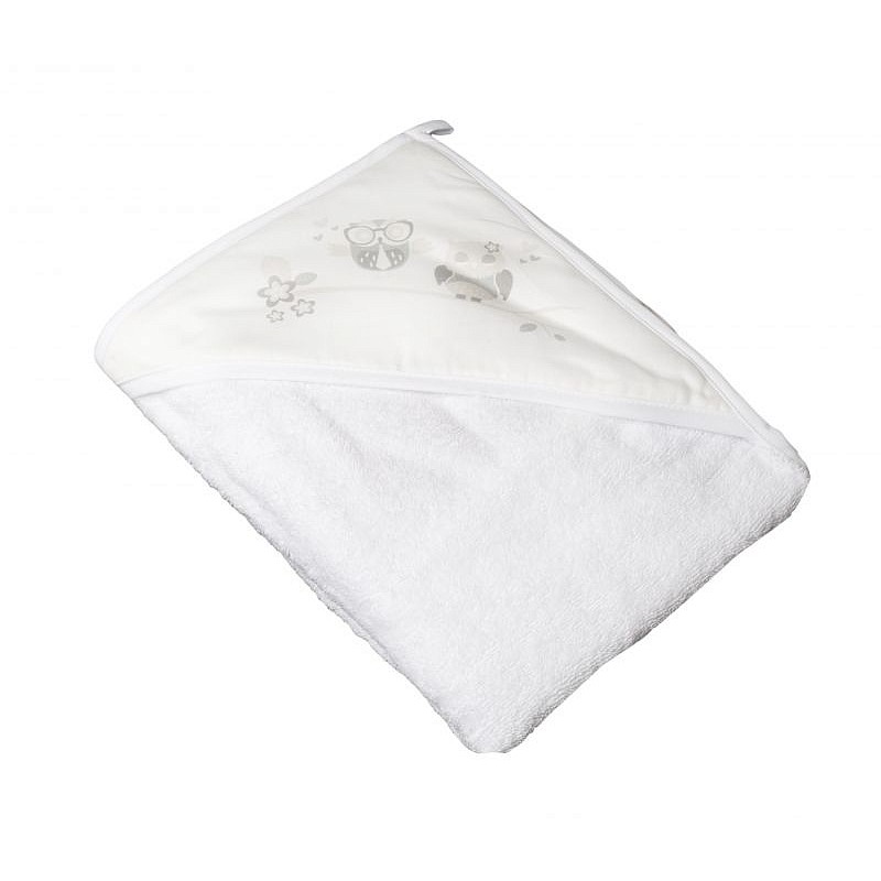 TEGA BABY OWLS towel with hood 80x80cm, SO-007 White