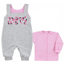 KOALA HEY velor romper with blouse 56 size, 08-474 Grey / pink