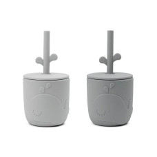 Done by Deer Peekaboo straw cup 2-pack Wally Grey 261157 (1929205)