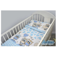 ANKRAS OWLS AND HEARTS Bed linen 2 piece 120x90cm blue