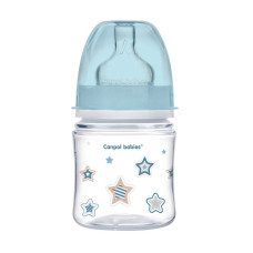 CANPOL BABIES Wide Neck EasyStart Newborn Baby PP bottle with 120ml wide neck and silicone teat 0m + 35/216 blue