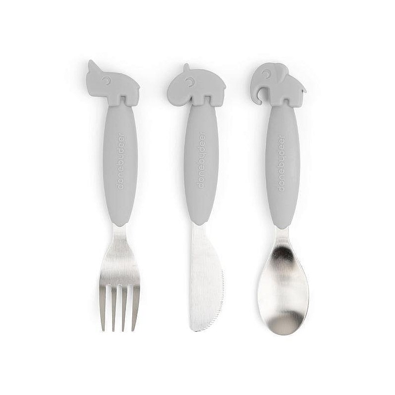 Done by Deer Easy grip cutlery set Deer friends Grey 278787 (1126865)