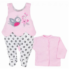 KOALA LOVE BIRDS sliders with blouse size 68, 06-101 Pink / White