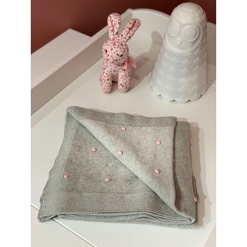 IMT pleds 80x100cm, Dots grey-pink