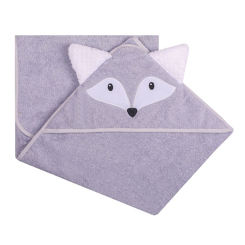 DUET BABY Hooded Towel ANIMALS 100x100cm, 325 FOX grey