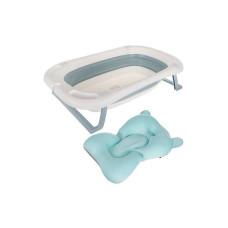 MPORT Foldable baby bath with thermometer and cushion, blue mx-15341