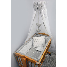 ANKRAS STARS GREY 6 piece cradle bedding set 70x80cm/265cm, col. 14