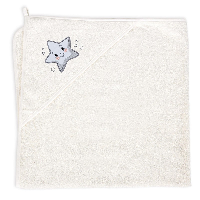 CEBABABY Hooded towel 100x100cm BASIC Star Creamy W-815-302-630