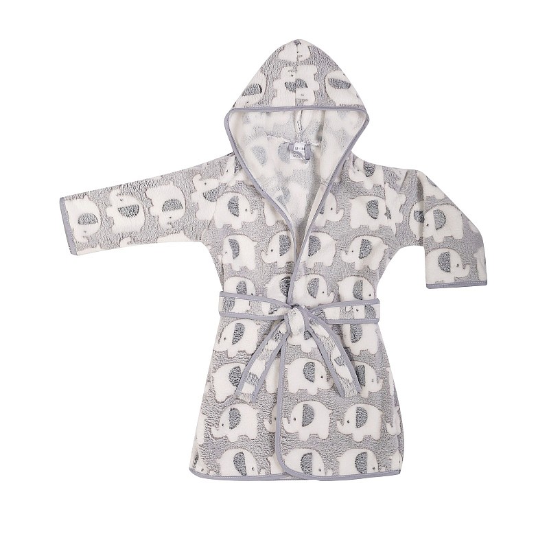 DUET BABY CORAL Children's bathrobe with hood 92-104, 807 ELEPHANT grey (608079)